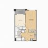 West- A2 One Bed 635 Sqft Floor Plan at Union Heights, Washington, 20002